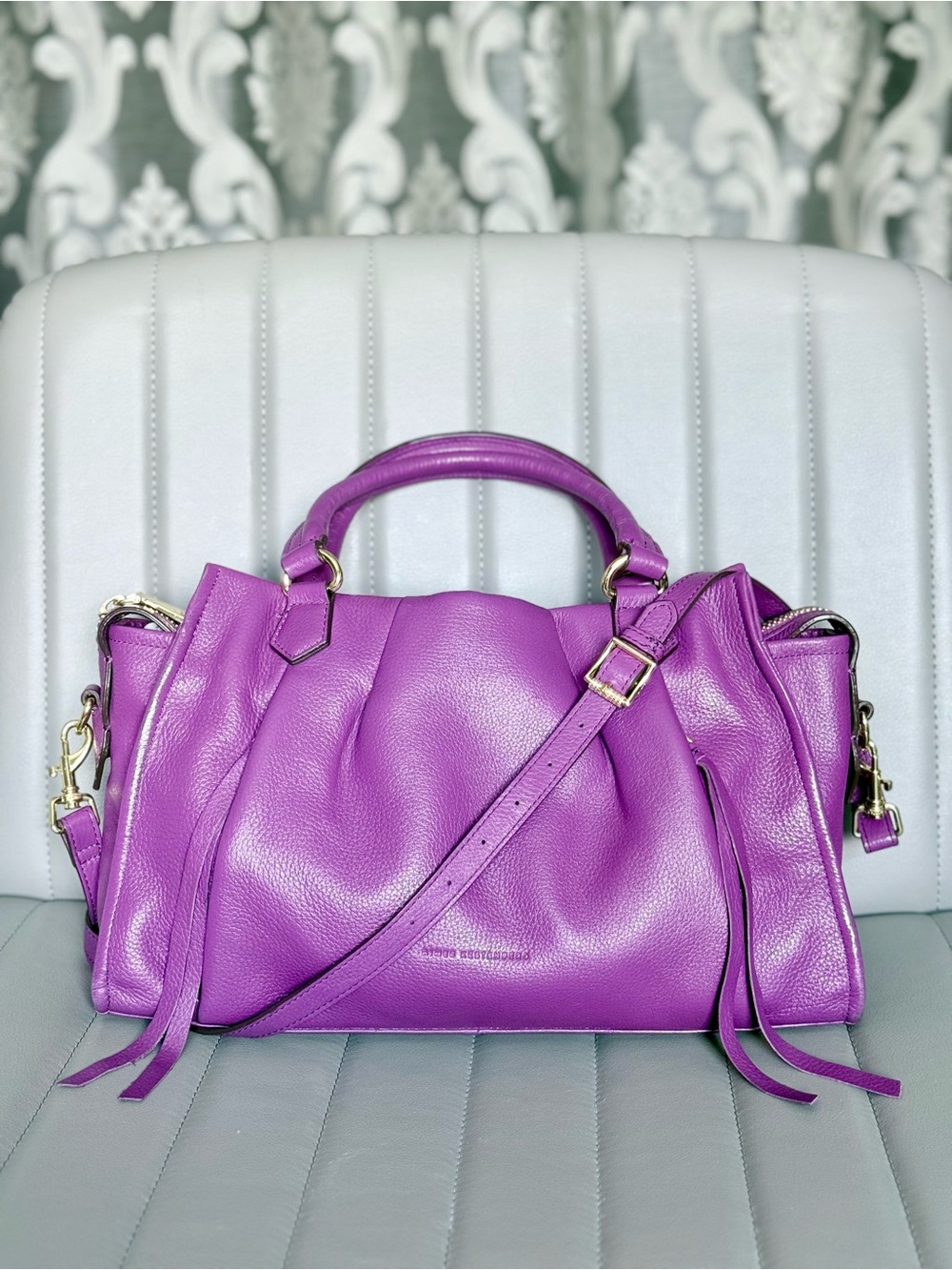 Aimee Kestenberg Tamitha Satchel in Vibrant Purple Leather Top Handle Crossbody